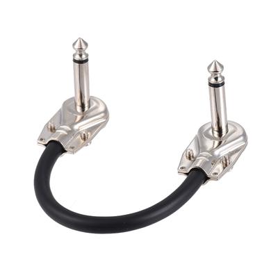 Ammoon 30cm  12in Guitar Effect Pedal Instrument Patch Cable 1 4  Silver Right Angle Plug Black PVC Jacket, 3 Pack