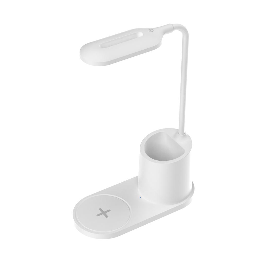 3-in-1 Pen Holder Desk Lamp with 15W Wireless Fast Charging, QC2.0 Protocol, TYPE-C Power, 360° Flexible Pole & 3-Color Stepless Dimming