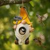 Resin Crafts White Bearded Dwarf Bird House Ventilation Holes Handcrafted Wild Bird Nesting Box Weatherproof Bird Feeder Hut