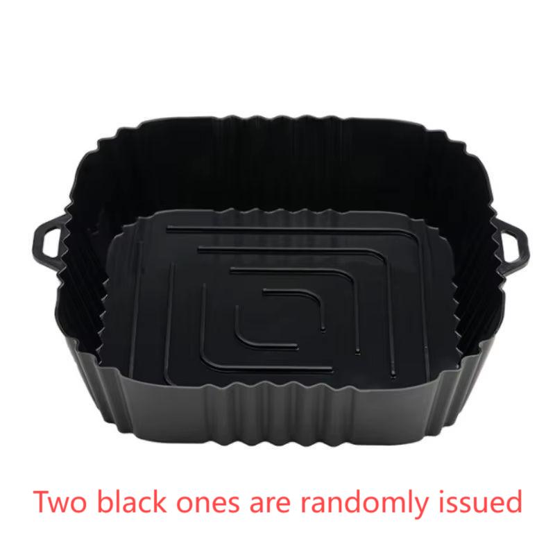 1PC Air Fryer Oven Baking Tray Silicone Tray Fried Chicken Pizza Mat Oilless Silicone Pan Air Fryer  Black random style