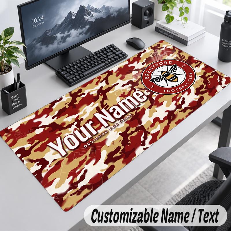 Custom Name Text Mouse Pad Brentford Football Personalized Desk Pad For Work And Gaming