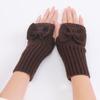 Hřejivé a stylové dámské pletené rukavice bez prstů s mašličkou pro venkovní sporty, lyžování a cyklistiku