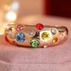 Aesthetic Inlaid Multicolored CZ Women's Ring Trendy Gold Color Geometry Daily Wear Party Jewelry Anniversary Gift
