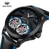 Domed Holographic Glass with Anti Glare AI LANG Fashion Watch Mechanic Automatic Double Tourbillon High-end Leather Wristwatch
