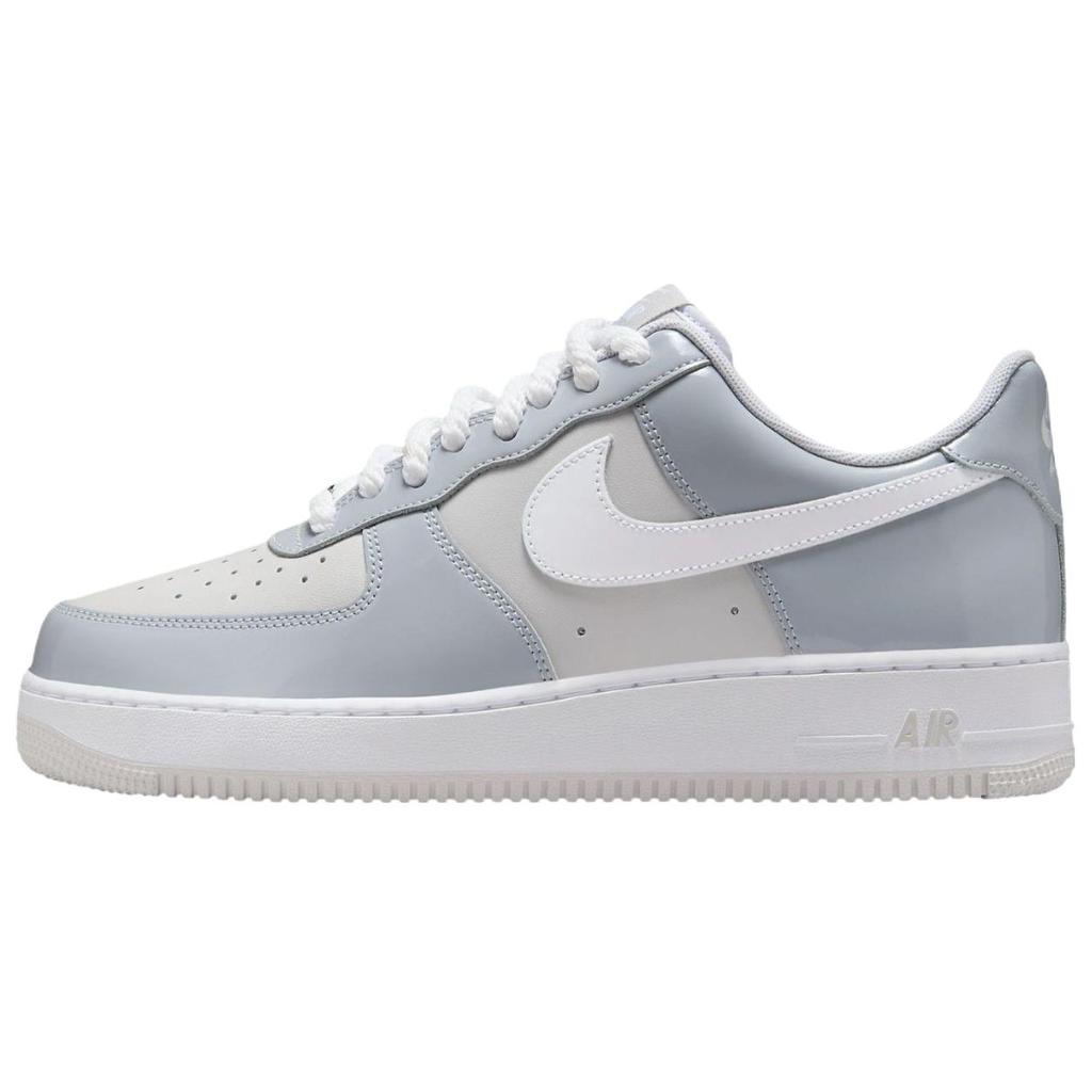Nike Air Force 1 07 LV8 Wolf Grey Patent Herresneakers Hvit Vast-Grey HV9405-001