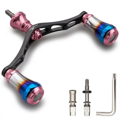 HEIGHTEN 95mm Reel Handle 8 Colors for Shimano Daiwa General Spinning Reel 70 Aviation Aluminum Aurora Series (PinkBlack) (179)
