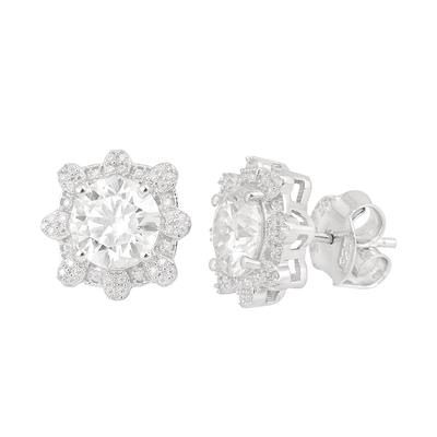 Moissanit Elegante Blütenstecker - 925 Sterlingsilber