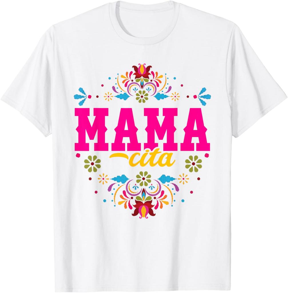 Mamacita Fiesta Floral Graphic Tee Shirt Mother's Day Birthday Gift Casual Crewneck