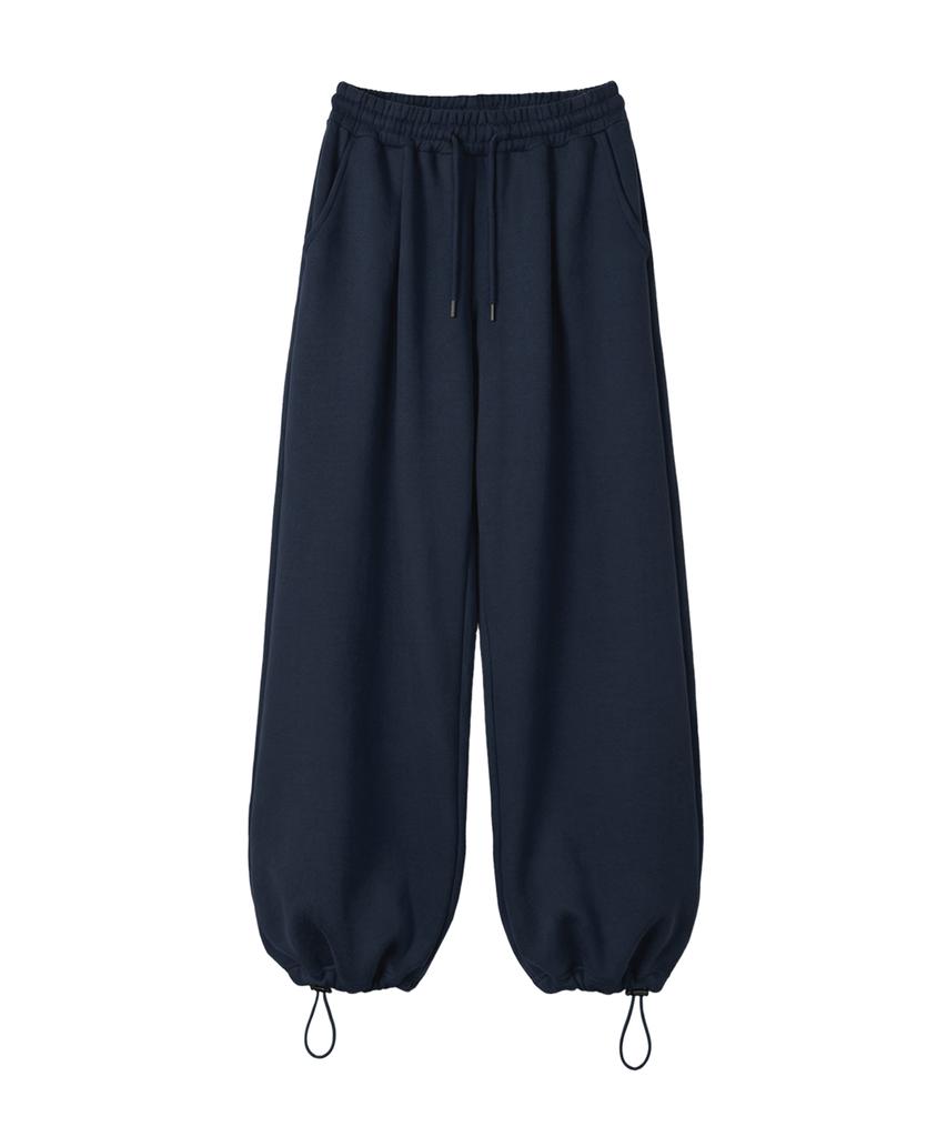 PRINOAR String Single-Pleat Wide Pants - Navy
