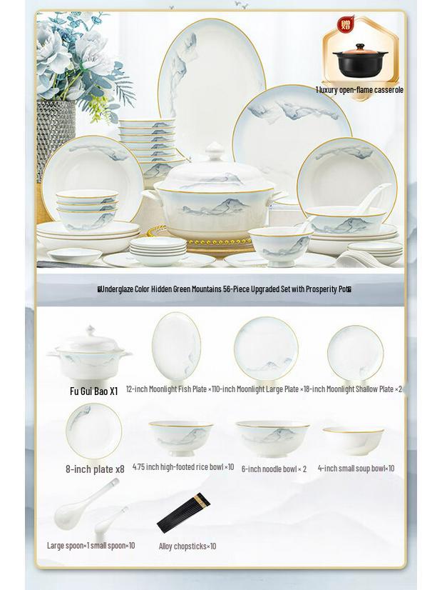 Jingdezhen Enamel Dinnerware Set