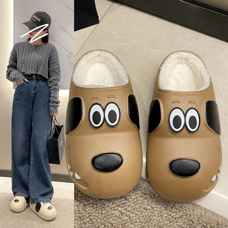 

Cute cotton slippers women s winter home indoor thick-soled non-slip student cartoon puppy fluffy shoes thermal cotton shoes 36/37 [Suitable for 35-36 feet] білий