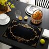 4pcs/6pcs Printed Placemats with Black Background and Intricate Golden Pattern Border Make Your Dining Kitchen More Beautiful, Perfect for Coffee
