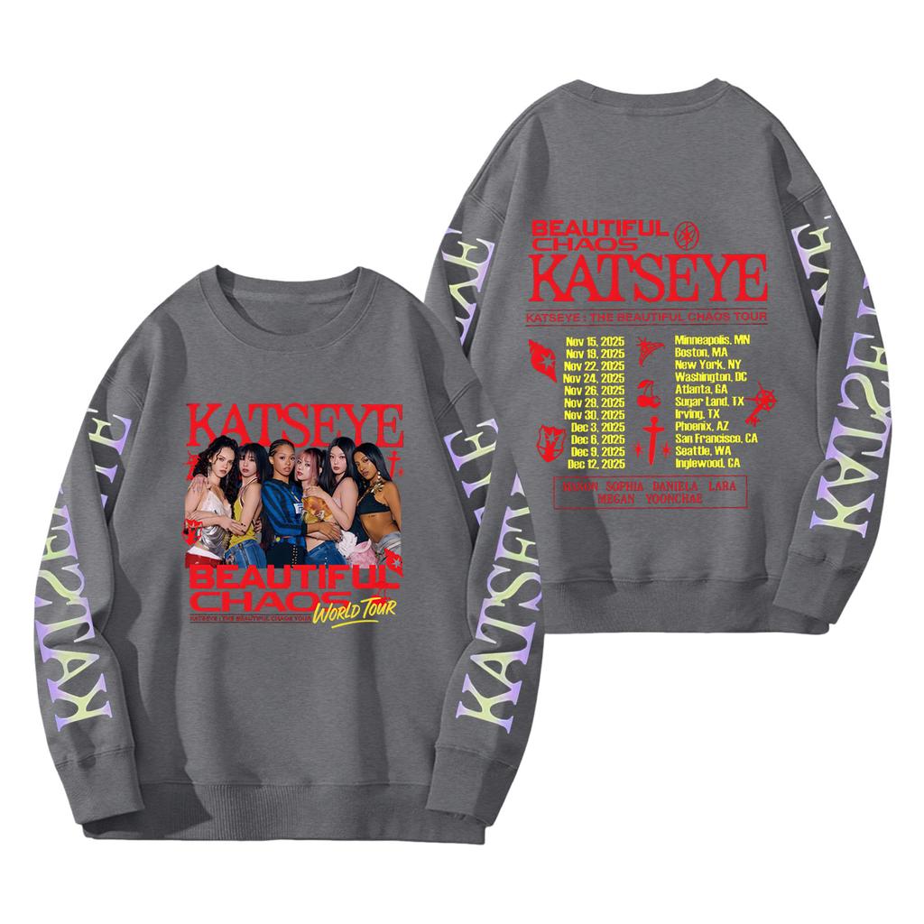 Damenmode Langarm Print Rundhals Lockerer Pullover Sweater Top