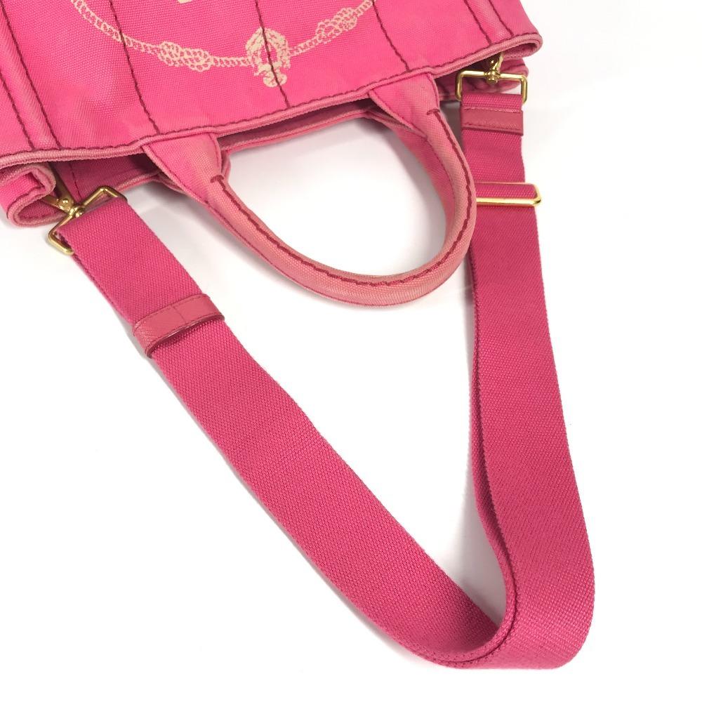 PRADA Canapa Tote Bag 2WAY Bag Shoulder Bag Crossbody Hand Bag Canvas pink