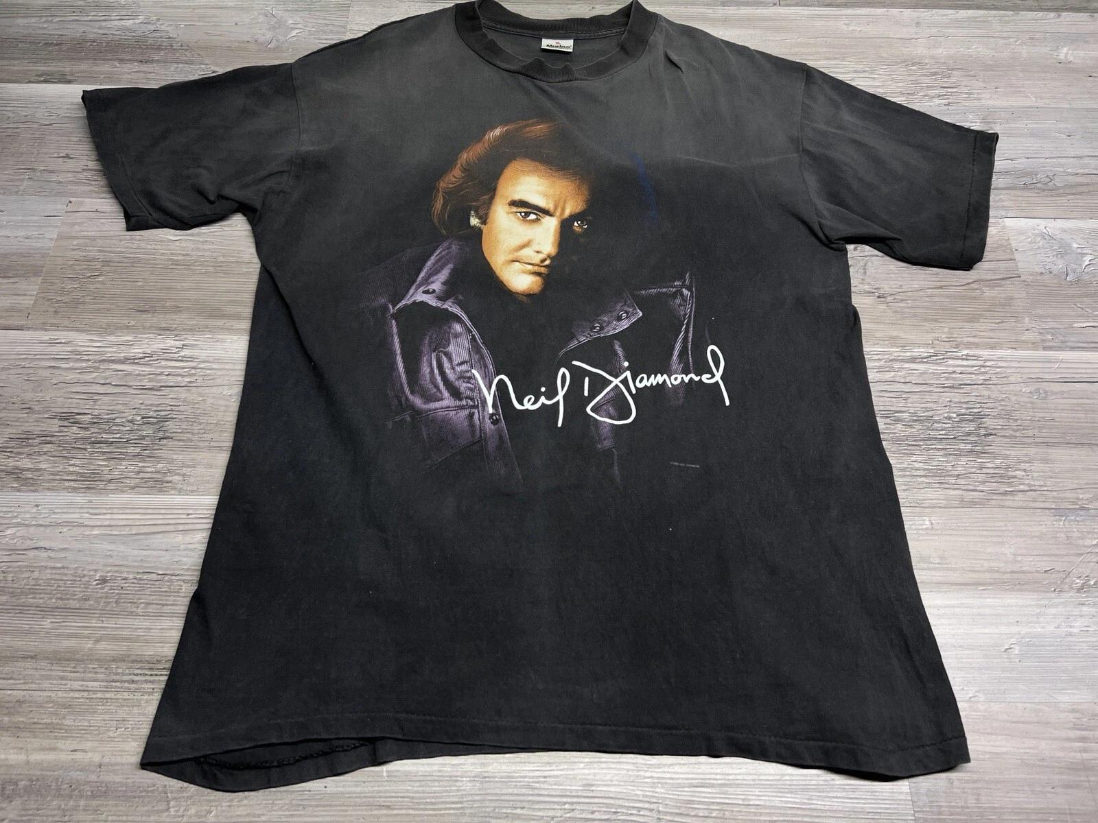 

Vintage Neil Diamond Sun Faded Gradient Shirt American Tour 93 90s USA Made XL 4XL