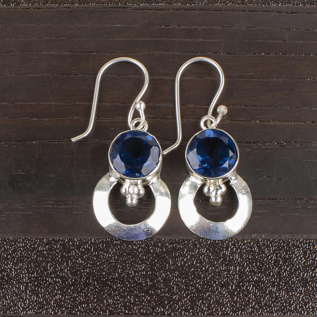 London Blue Topaz Gemstone Jewelry, 925 Solid Sterling Silver Pendant, Handmade Healing Earrings For Gift