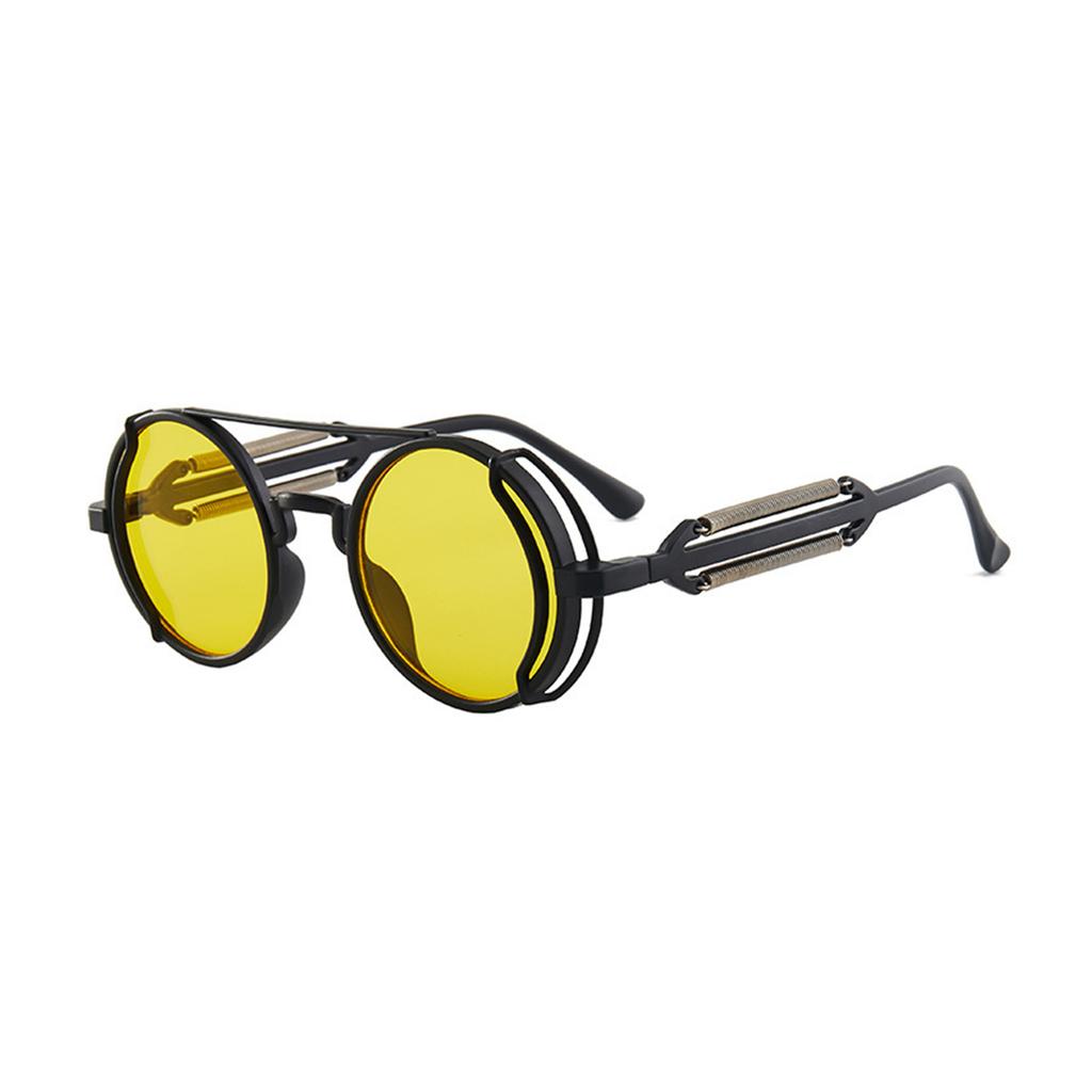 Vintage Punk Round Circle Sunglasses Colored Lenses Glasses Men Women Retro Plastic Frame Polarized Sunglasses Eyewear