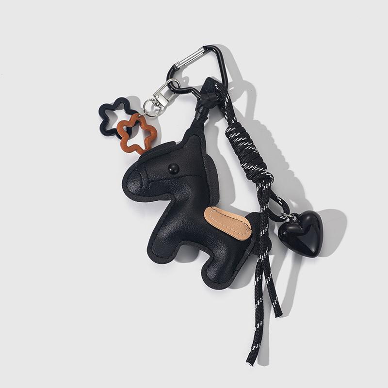Tassenbedel Vrouwen Tassenbedel Decoratie Cartoon Schommelpaard Vrouwen Leer Bedel Tassenbedel Schattige Tas Accessoires Cadeaus zwart
