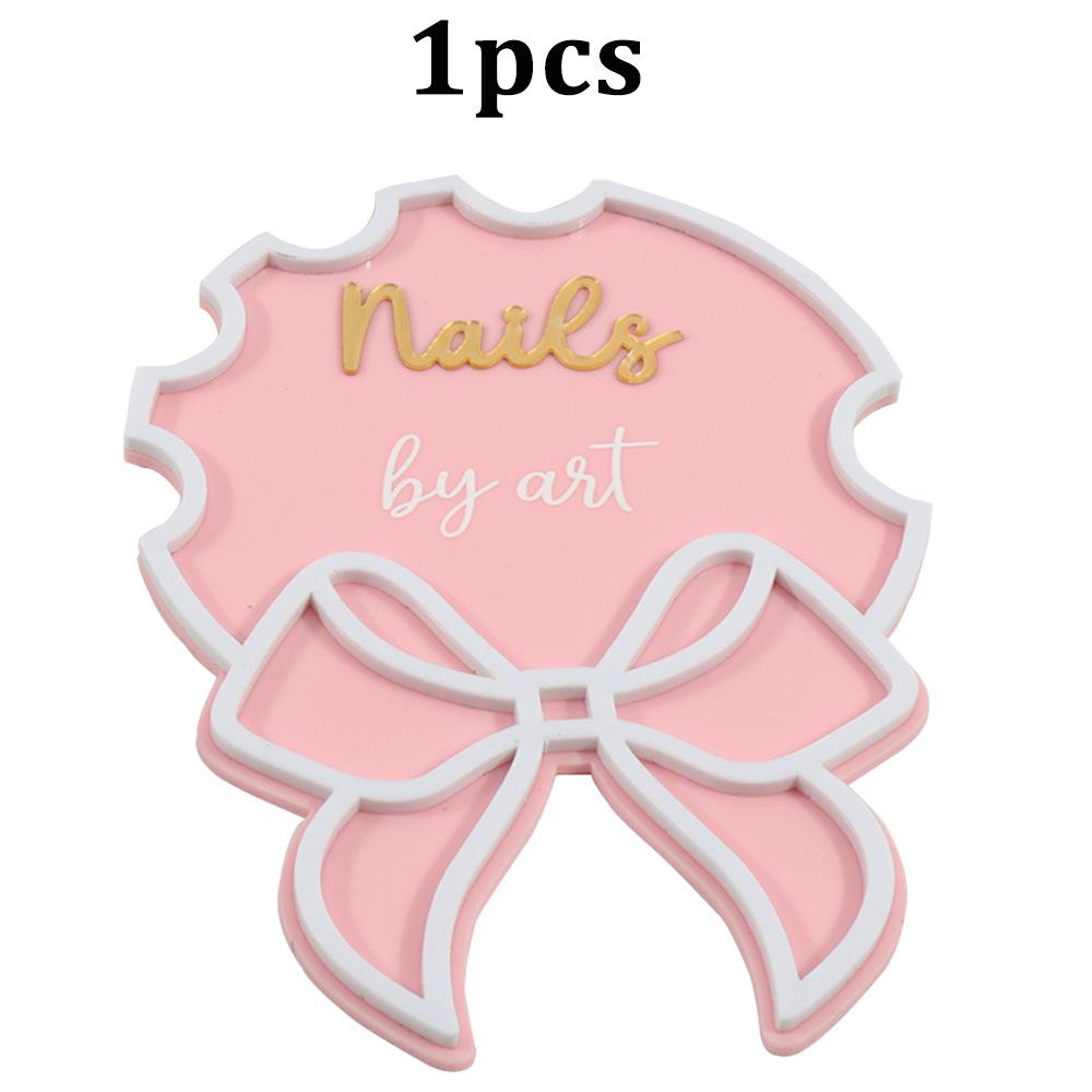 

Handheld Bow Nail Technician Sign Nailfie Prop Beauty Salon Advertising Decor Nail Artist Business Gift for Social Media Photo 15x11cm розовый