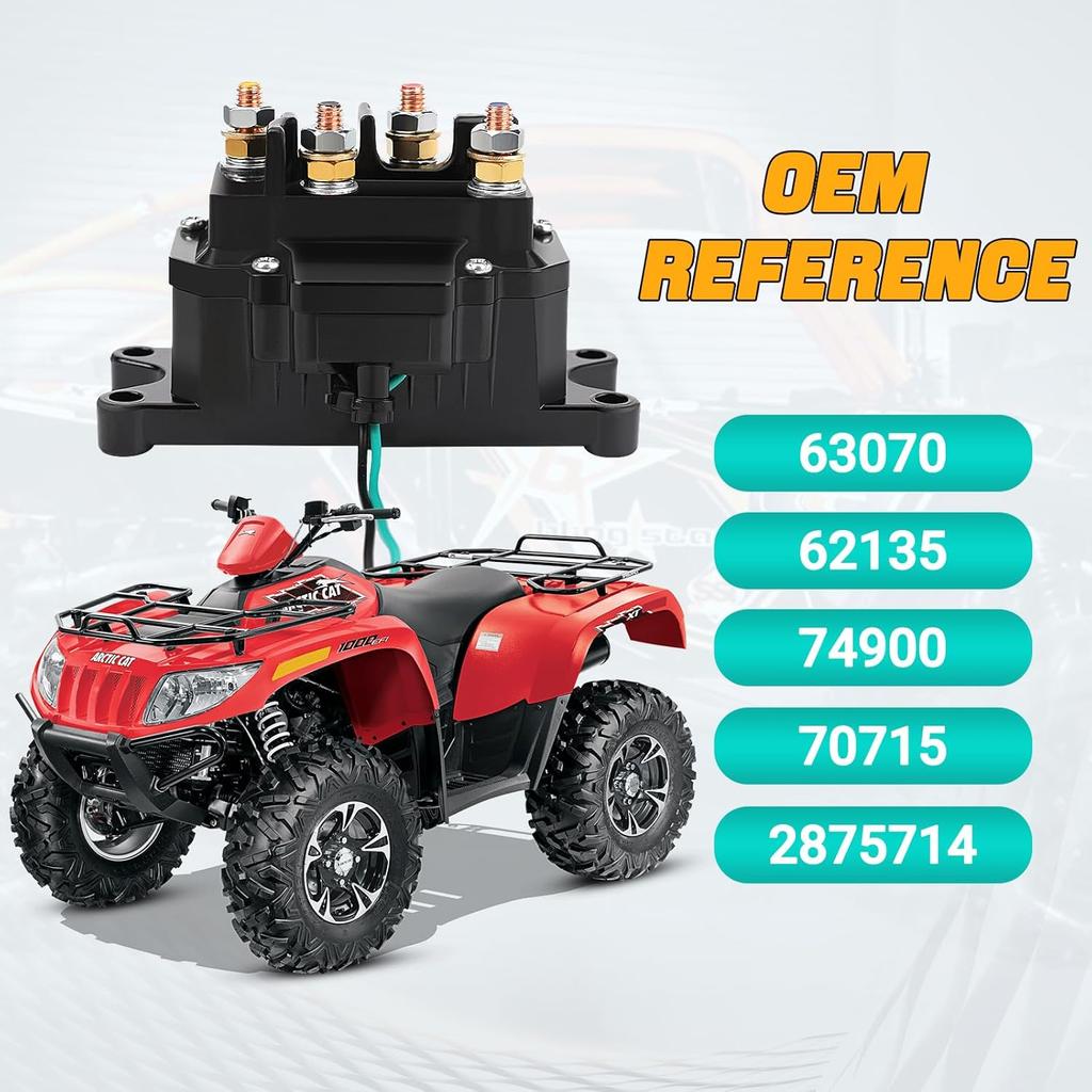 KanSmart Winch Solenoid Relay Contactor 12V 250A Winch Relay Thumb Truck for ATV UTV Boat 4x4 Vehicles 3000-5000lbs Winch with 6 Protecting Caps -