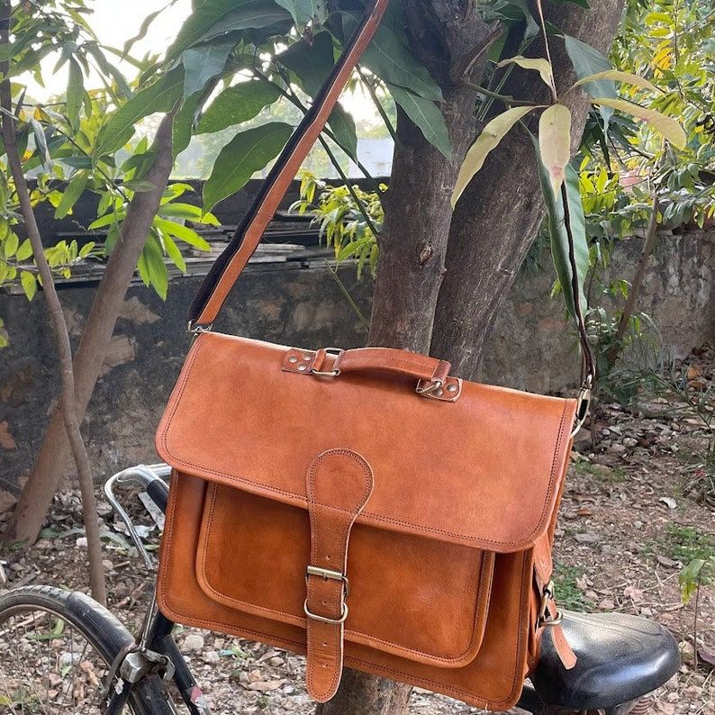 Handmade Leather Messenger Crossbody Bag, Christmas Gift Travel Handbag, Office Handbag, Briefcase Messenger Shoulder Bag, Halloween Gift