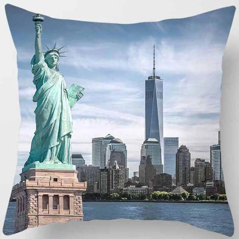 Landmark Architectural Print Square Pillowcase Home Decor Car Sofa Cushion Cover