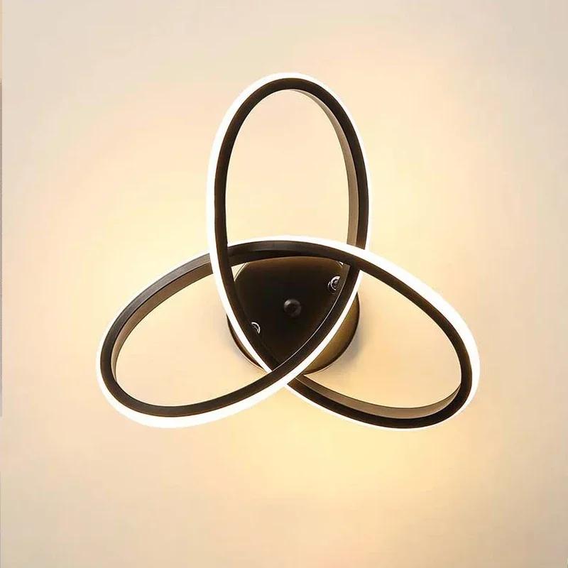 Modern LED Wall Lamp Trefoil Black White Ceiling Light For Bedroom Bedside Living Room Corridor Checkroom Decor Lighting Fixture