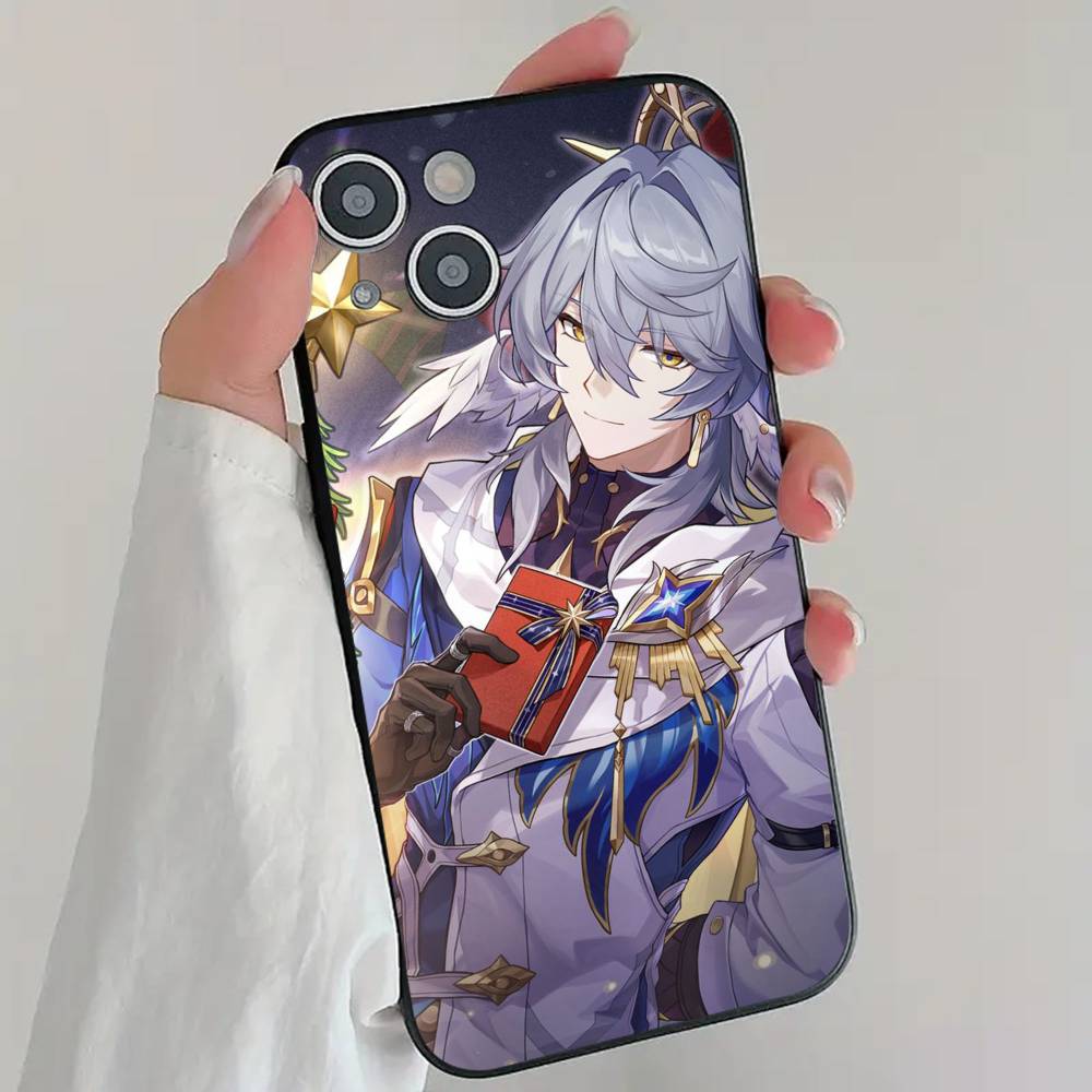 Handsome S-Sunday Anime Game H-Honkai Star R-Rail Phone Case Cool Black Silicone Soft For IPhone 16 15 14 13 12 11 X XR Plus Pro