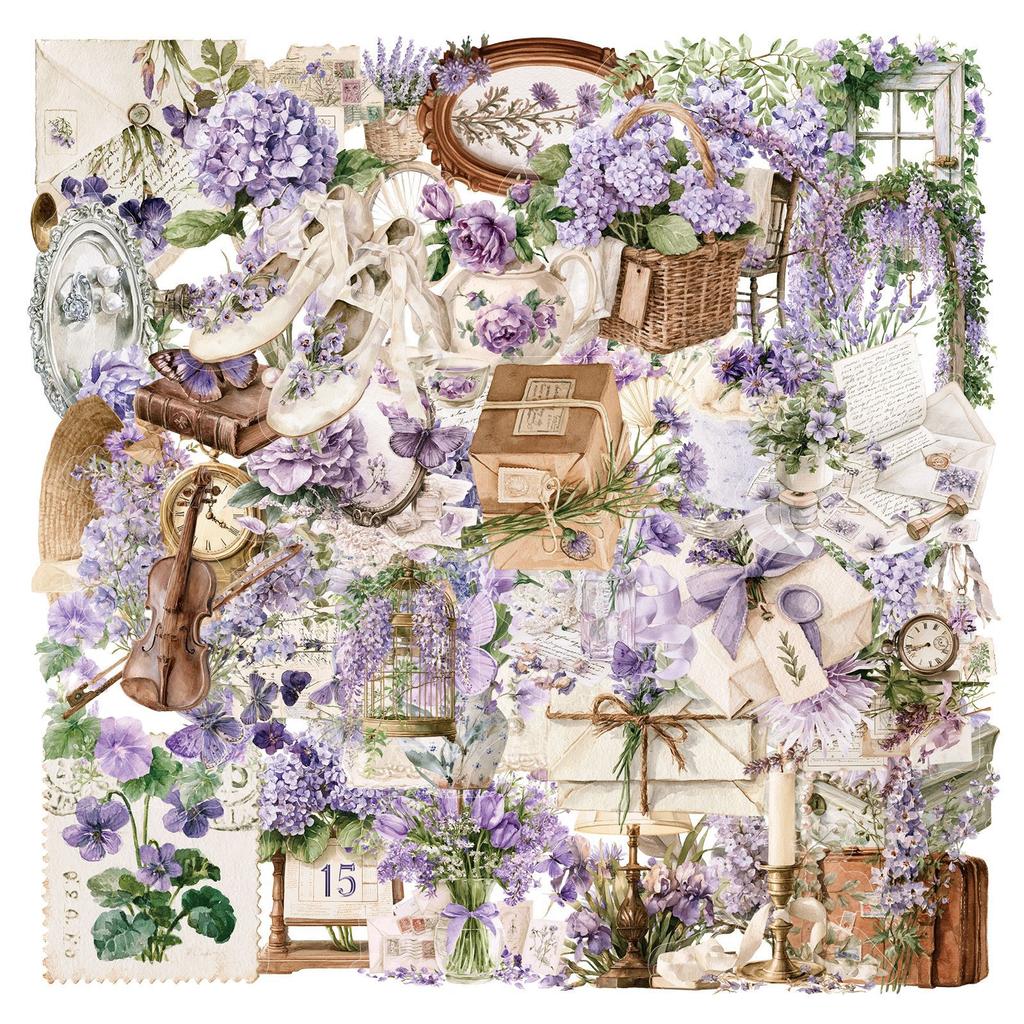 Handheld Notebook Purple Floral Sticker