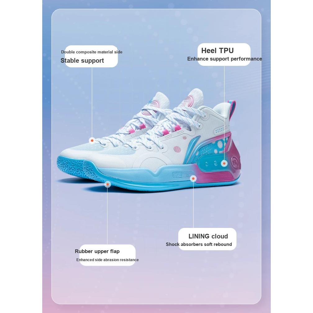 Li Ning Youth Yu Shuai 16 Mid Basketball Shoes Kids Basketball Shoes White YKBT012-1