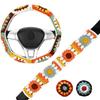 3PCS Cute Crochet Steering Wheel Covers Boho For Women Sunflower Seat Belt Pads Car Steering Wheel Covers