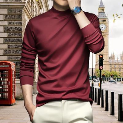 Top da uomo primavera autunno protezione collo colletto semi-alto vestibilità slim elasticizzato maniche lunghe pullover felpa basic per casa sport palestra street wear