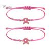 Soft Woven Rope Jewelry 2 Pcs Breast Cancer Awareness Bracelets, Adjustable Braided String Stackable Wrist Accessories Bracelets with Ribbon