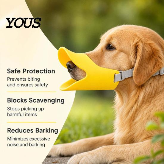 Gentle Mouth Guard for Puppies Dog Duckbill Muzzle, Soft Silicone Anti-Bite Cover, Adjustable Anti-Barking Safe Muzzle Vet Visits Small
