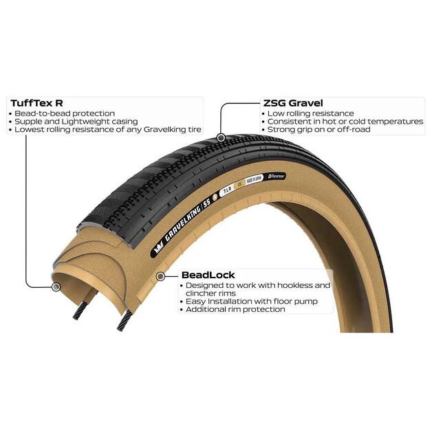 Pneu gravel Panaracer Gravelking Semislick R Tubeless 700C x 40