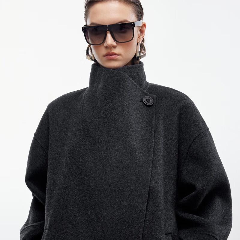 Only Women's 100% Wool Double-Faced Loose Lapel Coat