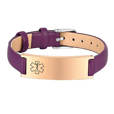 Braccialetto ID di Allerta Medica di Emergenza per Donne, Braccialetti in Vera Pelle con Incisione Gratuita, Gioielli Sportivi Personalizzabili per Diabetici