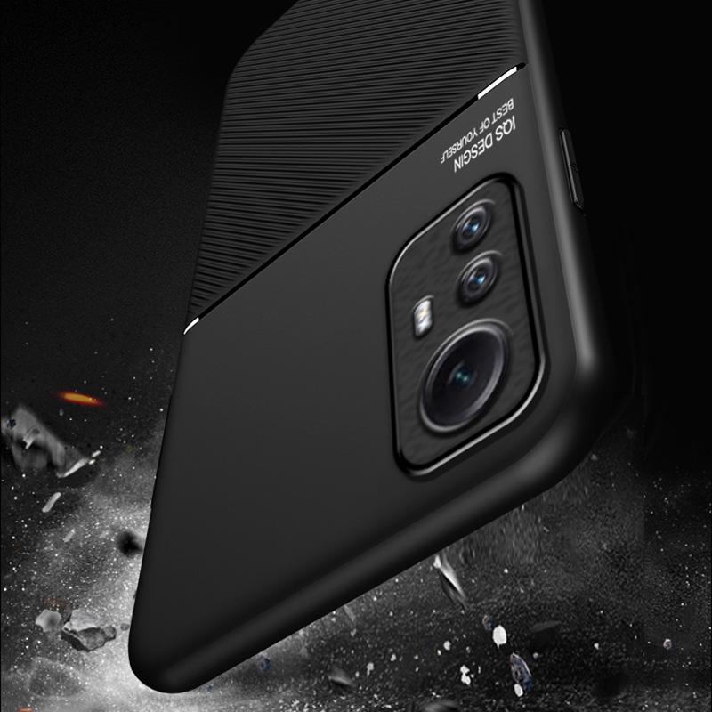 For Xiaomi Redmi Note 12S 4G Lines Imprinted PU Leather+TPU Case Magnetic Car Mount Phone Cover