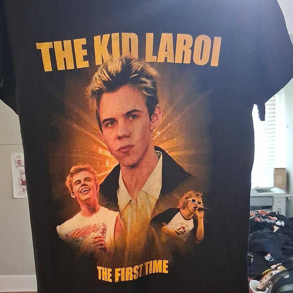The Kid Laroi The First Time Black Graphic T-Shirt Cotton Short Sleeve S