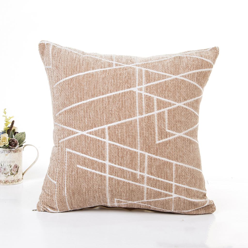 New Modern Simple Style Stripe Embroidery Pillowcase Nordic Geometric Thick Chenille Cushion Cover Sofa Seat Bed Pillows Cover