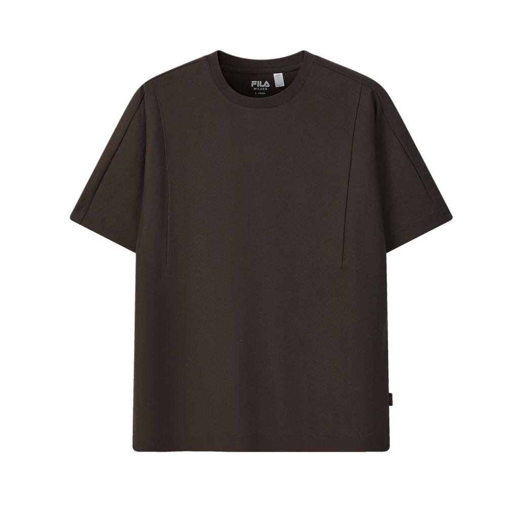 FILA Milano Series Knitted Round Neck Loose Short Sleeve T-Shirt Men tops F11M625113F-BN