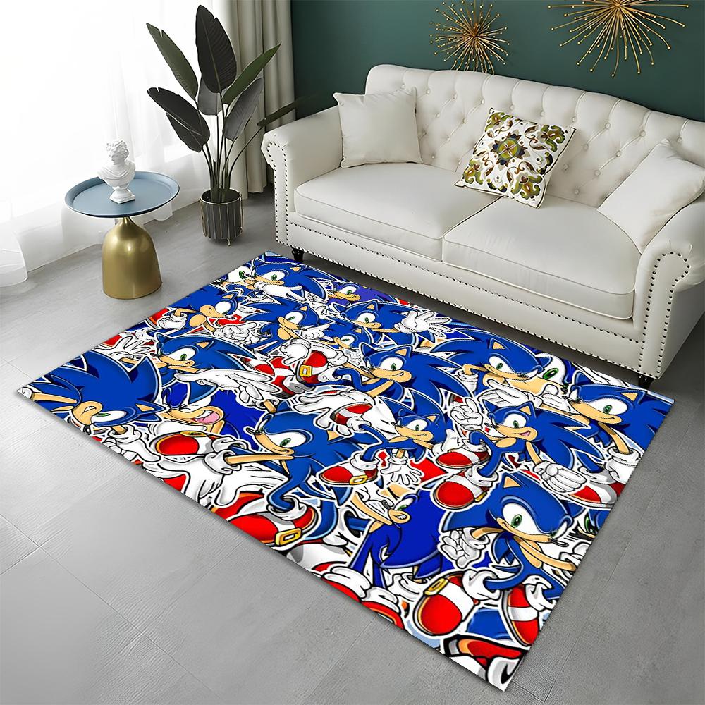 Fashion S-Sonic Cartoon Game Carpet Rug for Playroom Bedroom Living Room Sofa Home Decor,kids Play Area Rug Non-slip Floor Mat