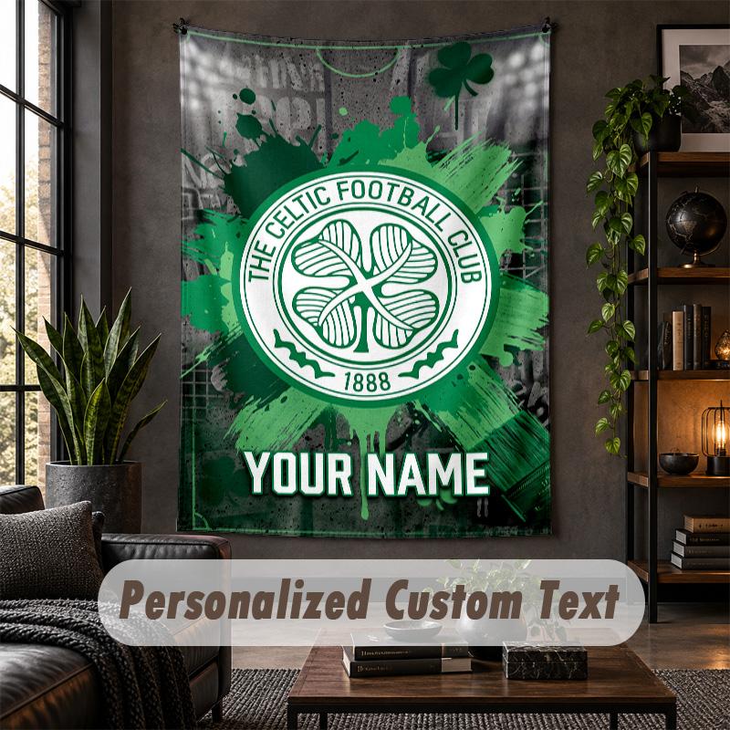 Wandbehang Celtic FC Druck Benutzerdefinierter Name Text Wandbehang Heimdekoration