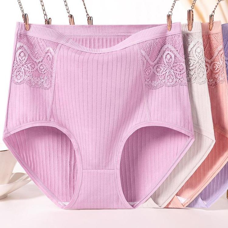 High Waist Women Panties Soft Breathable Underwear Plus Size Briefs Solid Color Lady Underpants