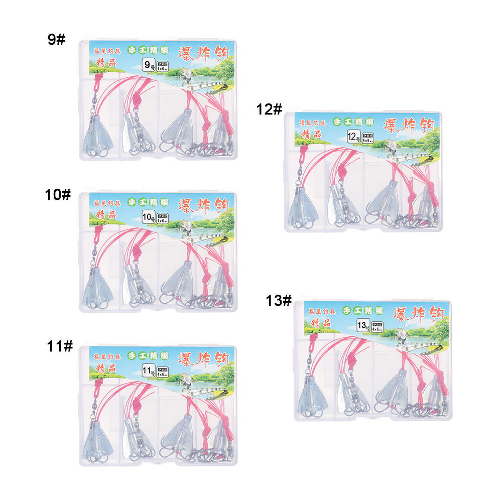 4 Stück Angel-Anti-Hänge-6-in-1 Explosionshaken aus Kohlenstoffstahl, Karpfen-Angelhaken mit Gewicht