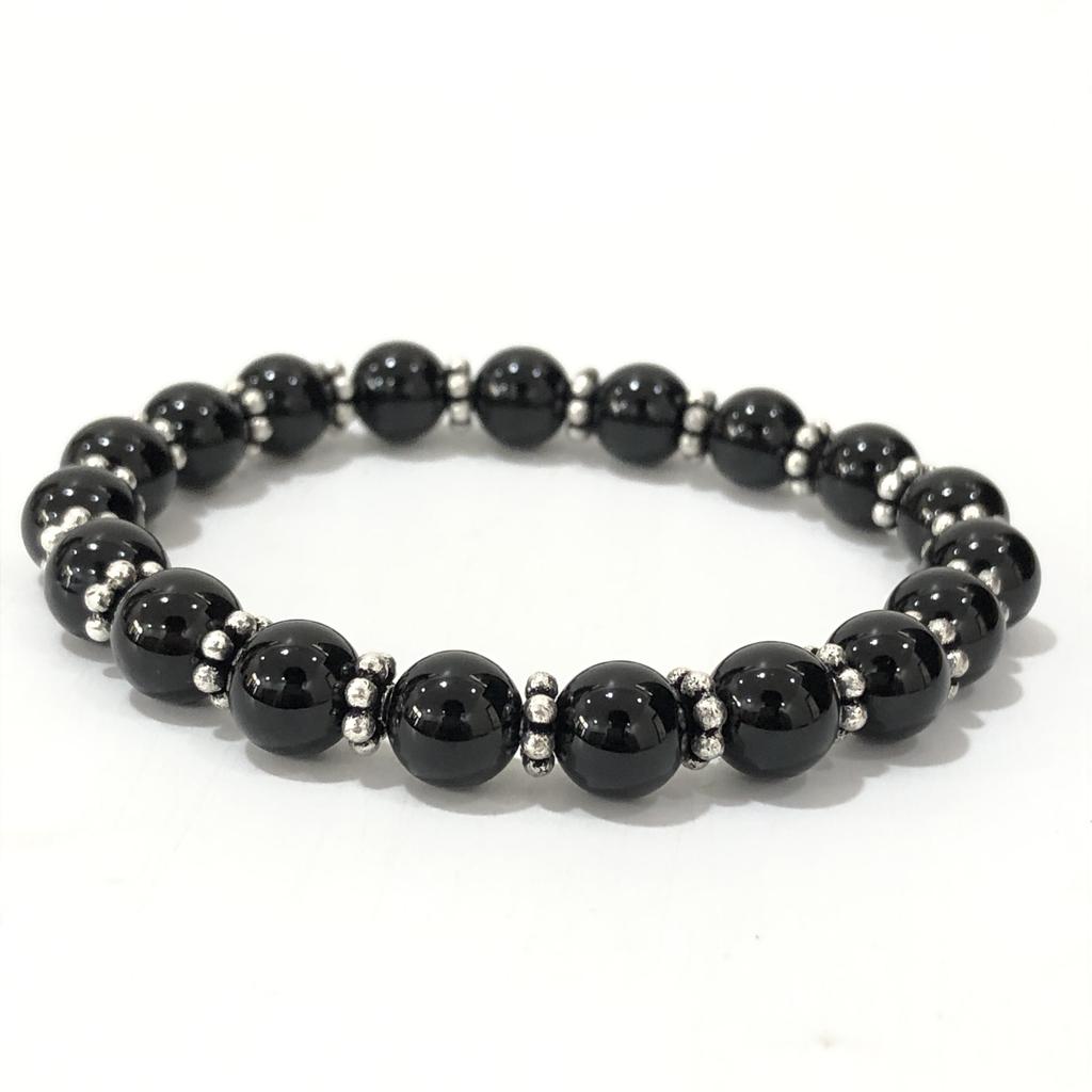 Black Tourmaline Beads Bracelet 7.5" 8mm Beads Chakra Bracelet Handmade Unisex Jewelry For Gift CSB-41