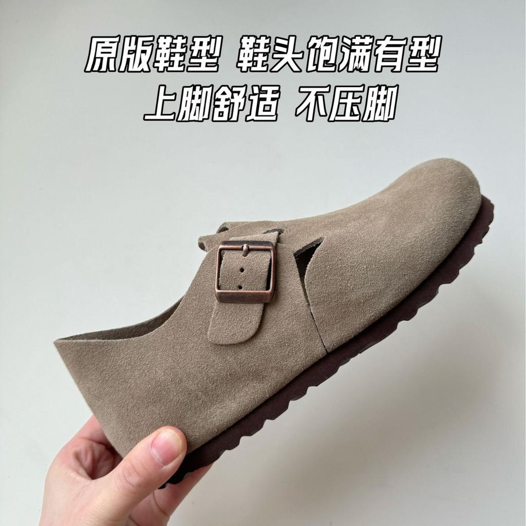 Sangpo Birken shoes women's 2025 spring and autumn cork one-pedal lazy shoes bag head leather thick sole all-inclusive Birken single shoes