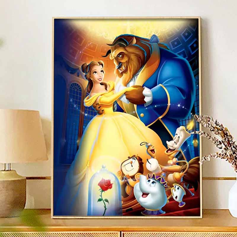 Disney DIY diamond painting 5d Beauty and the Beast full of diamonds cross stitch diamond living room bedroom decoration painting