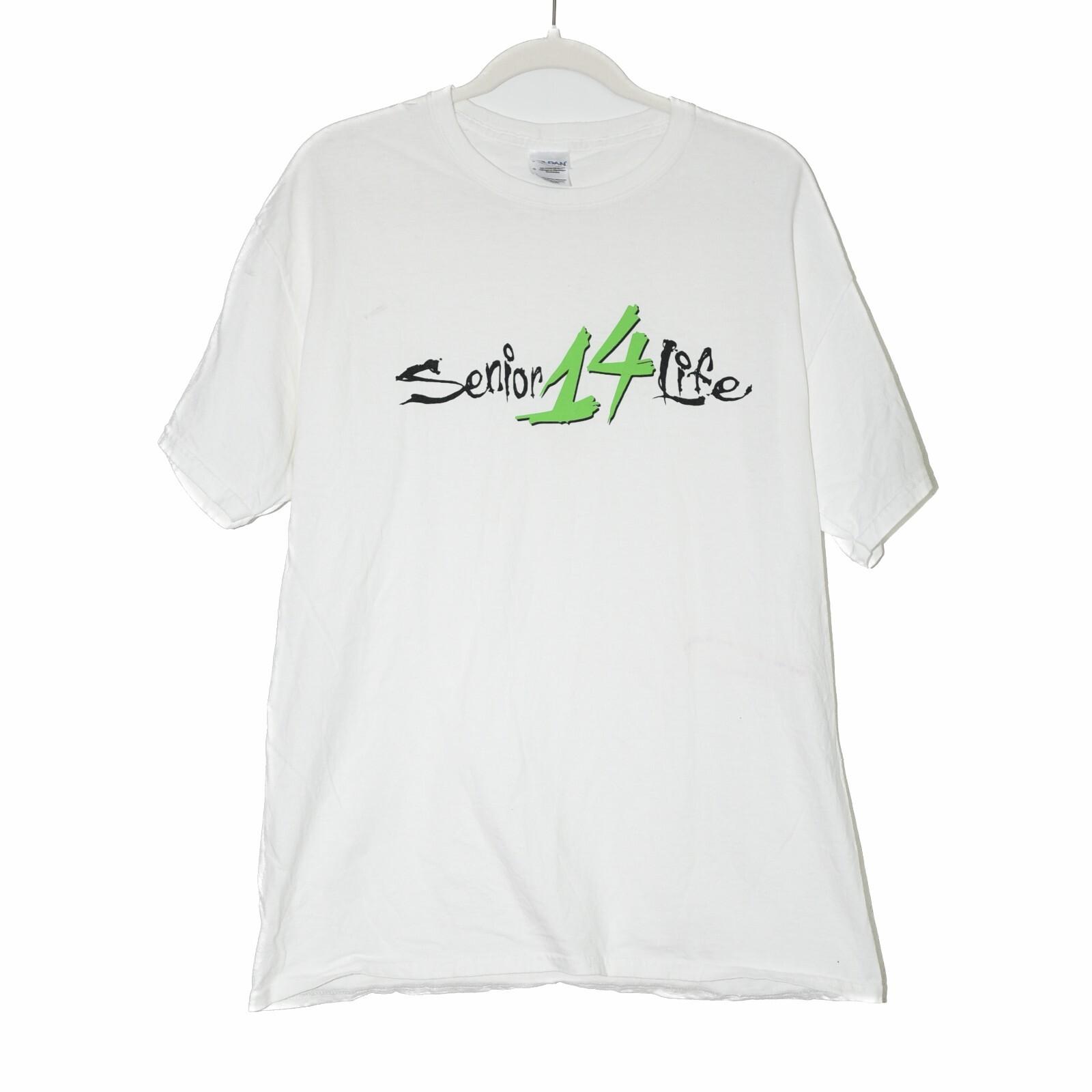 Gildan Mens White T-Shirt Senior 14 Life Short Sleeve Cotton Round Neck Size L M