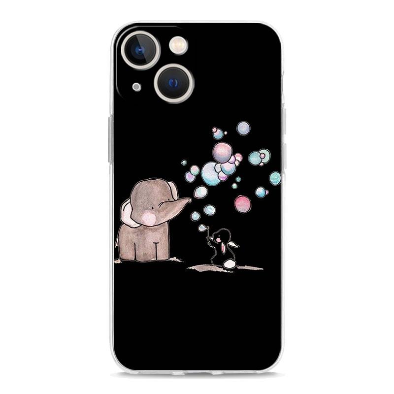 Phone Case For iPhone 15 14 13 12 Mini 11 Pro Max XS X XR 7 8 Plus Clear Shockproof Silicone TPU Cover Couple Style Cartoon